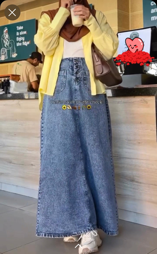 Royal Charm Denim Skirt Hover Image