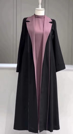 Two-Tone Lapel Abaya Set