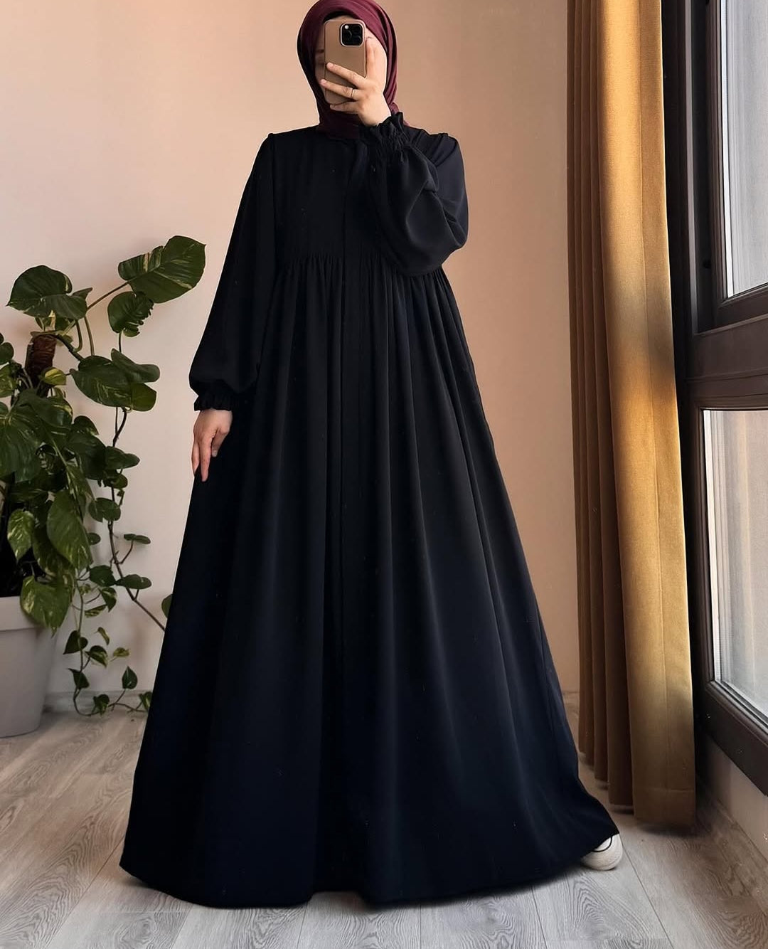 Ruffle Cuff Pleated Abaya
