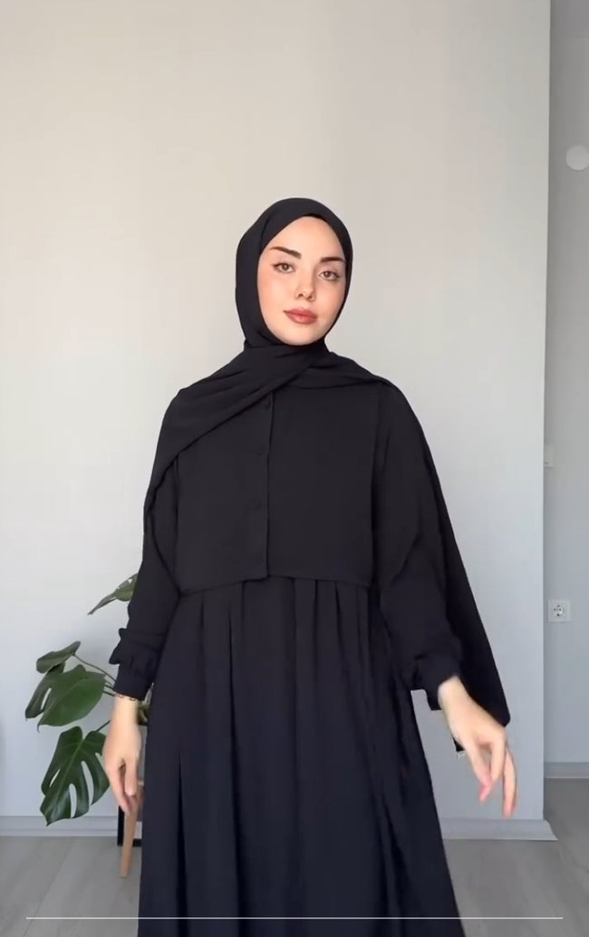 Anya Button-Overlay Abaya Hover Image
