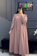 Hiba Button-Down Flared Abaya