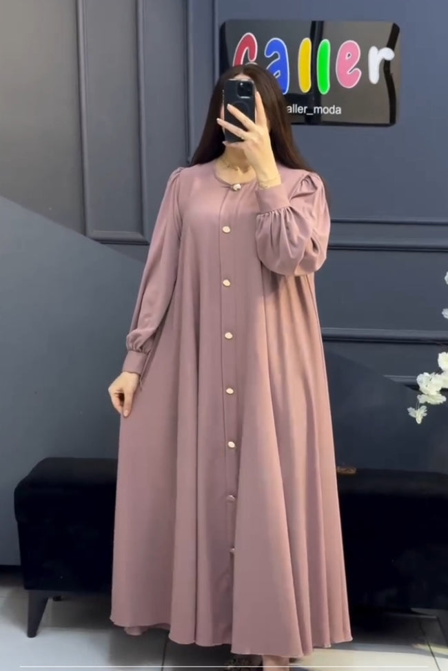 Hiba Button-Down Flared Abaya Main Image