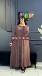 Hiba Button-Down Flared Abaya
