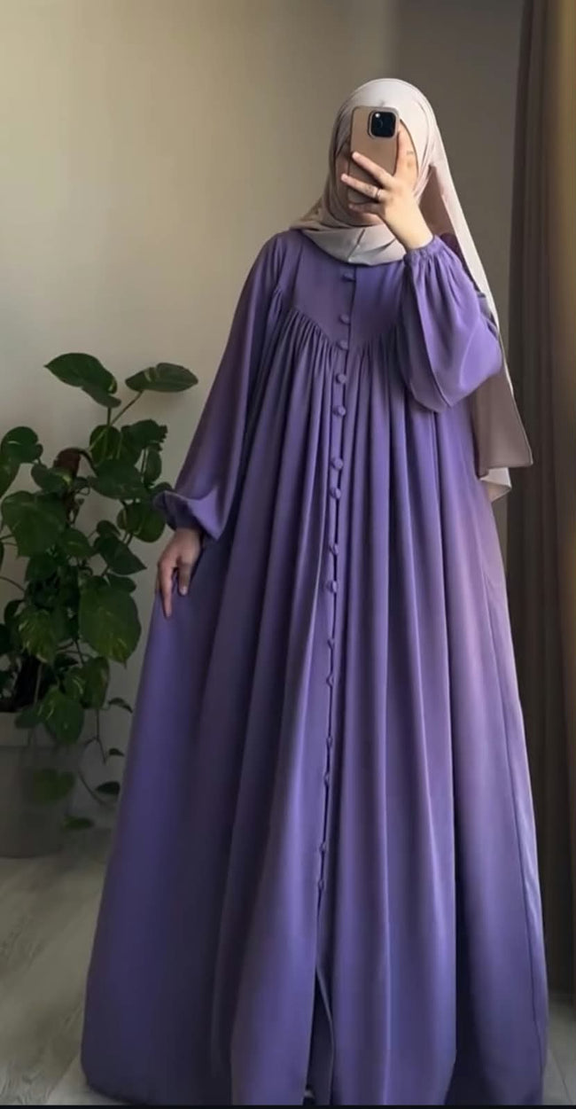 Inaya Covered Button Flared Abaya Hover Image