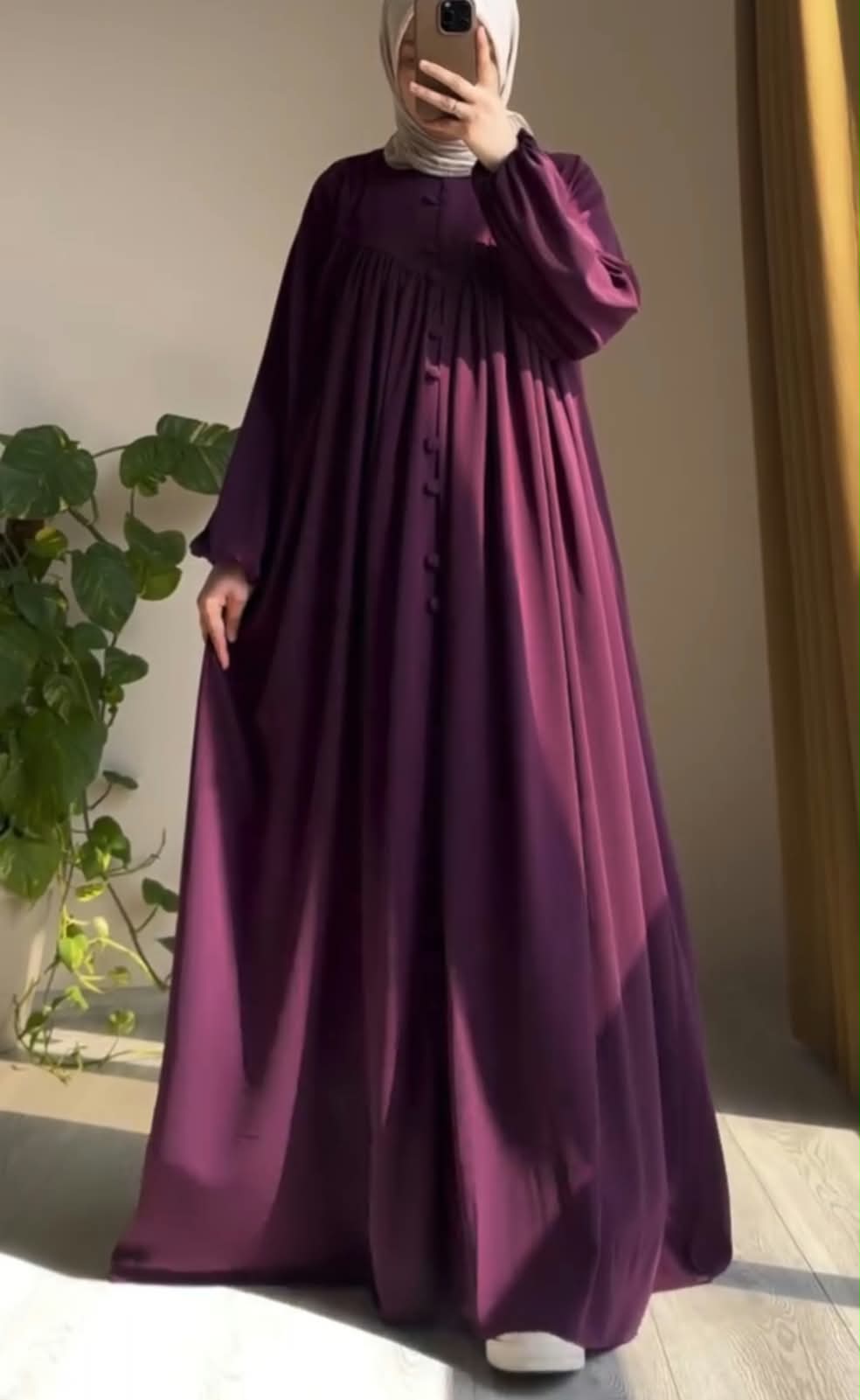 Inaya Covered Button Flared Abaya