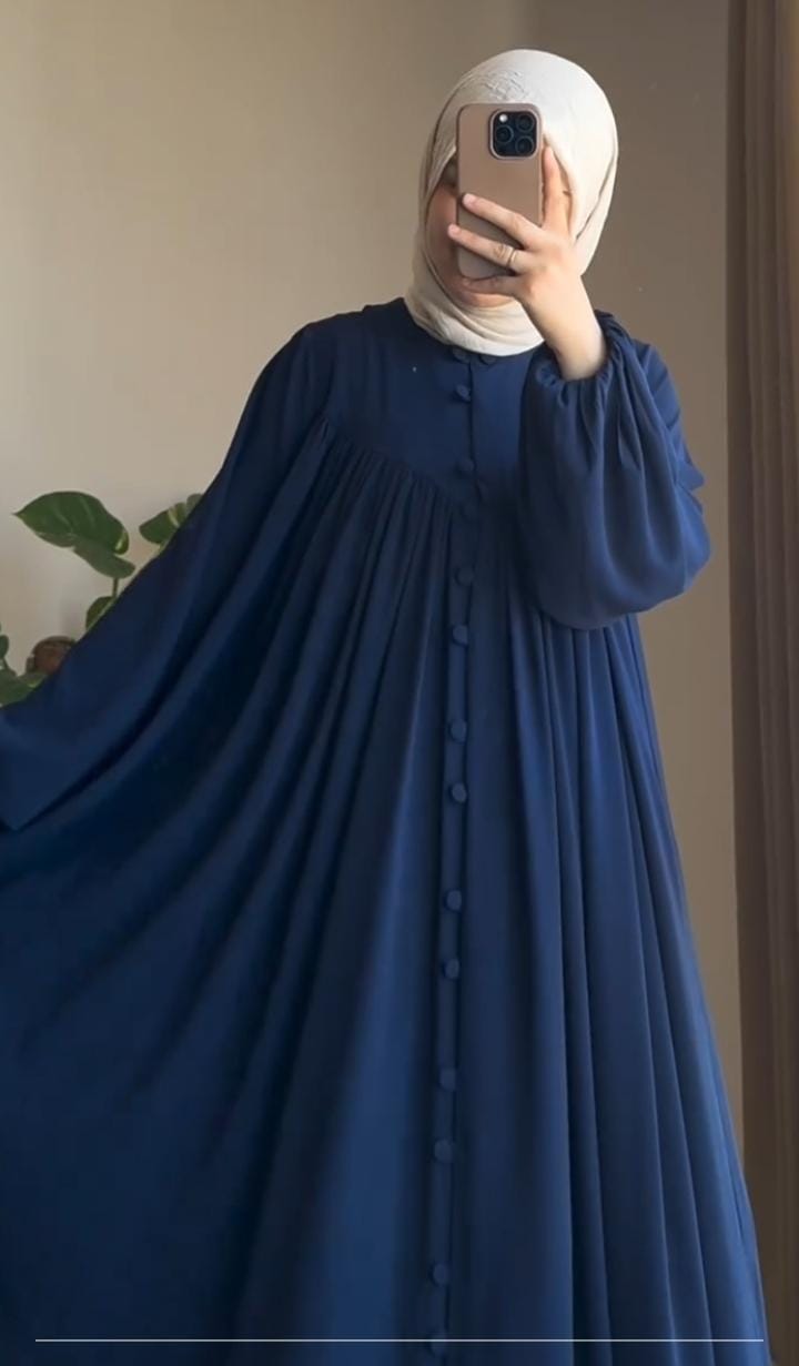 Inaya Covered Button Flared Abaya