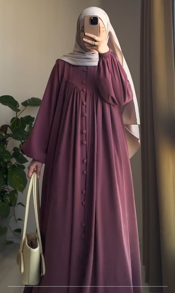 Inaya Covered Button Flared Abaya