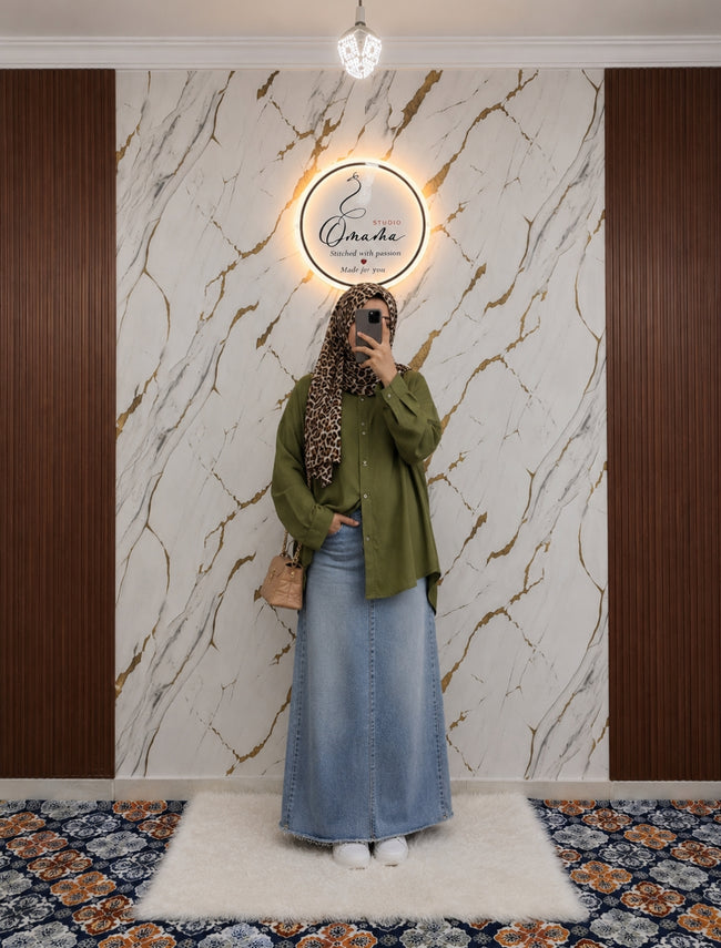 Maya Denim Skirt & Shirt Set Hover Image