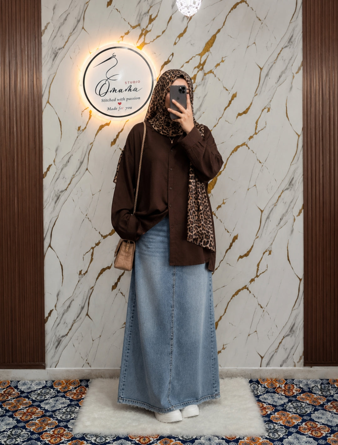 Maya Denim Skirt & Shirt Set