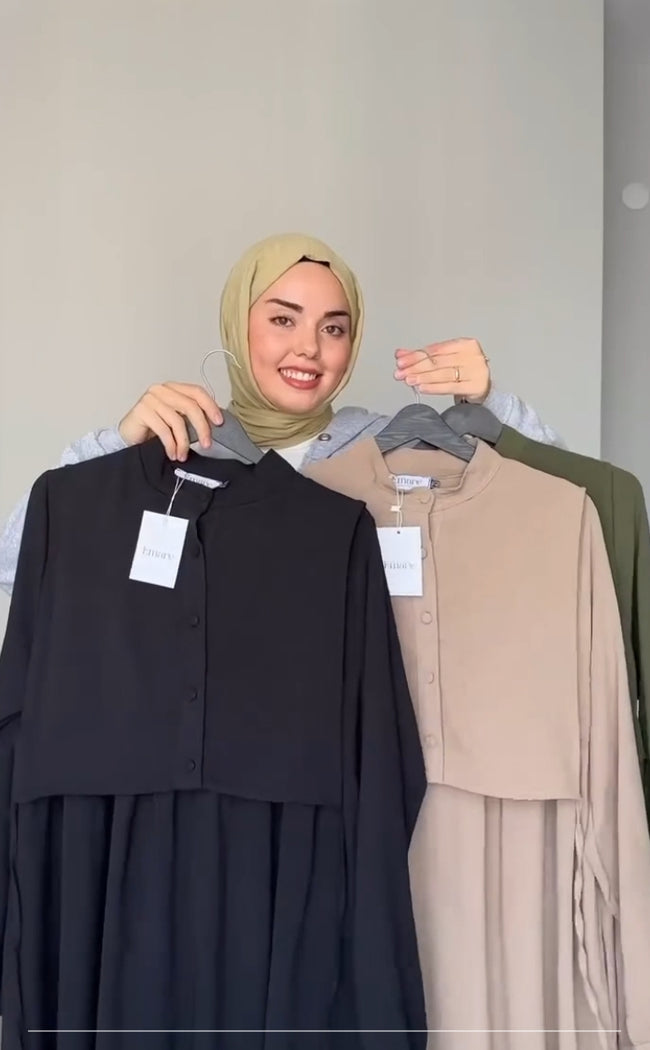 Anya Button-Overlay Abaya Main Image