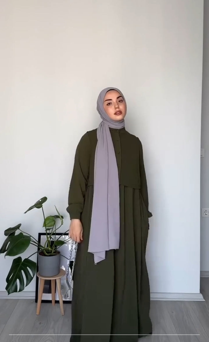 Anya Button-Overlay Abaya