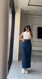 Straight Slit Denim Skirt
